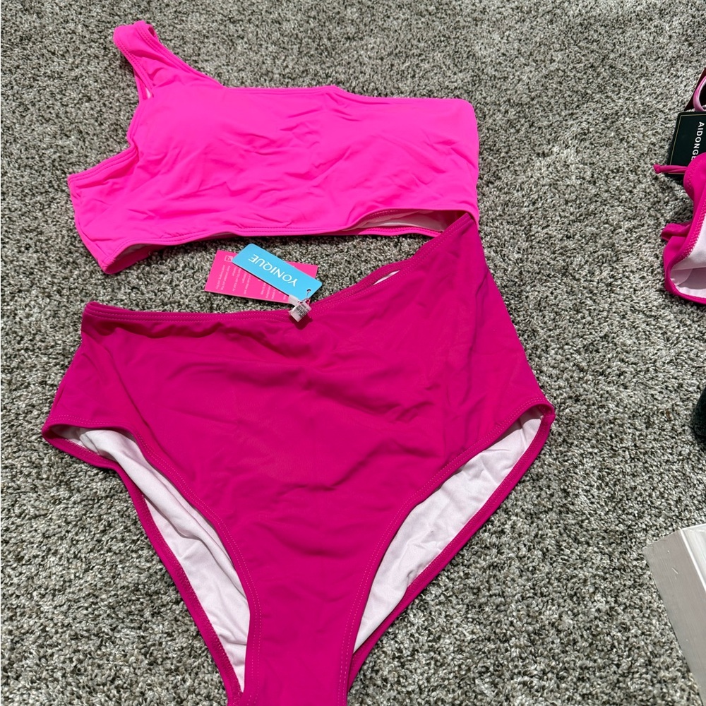 One-Piece Swimsuit in Bright Fuchsia - Size Large